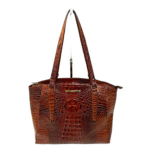 BRAHMIN PARIS PECAN MELBOURNE CROC EMBOSSED LEATHER